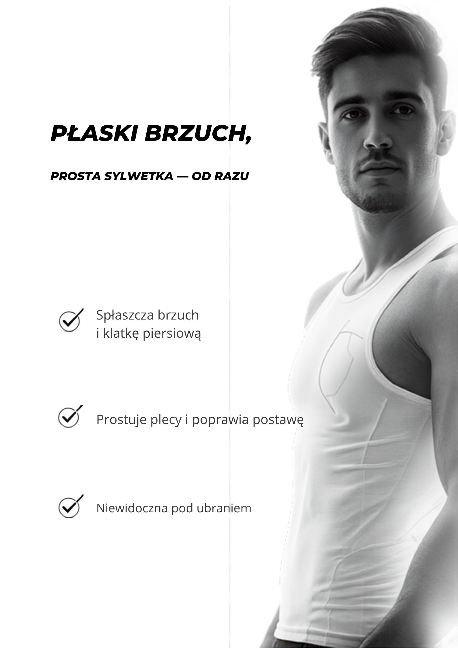 KONTUR - korzyści: spłaszcza brzuch, prostuje plecy, niewidoczna pod ubraniem